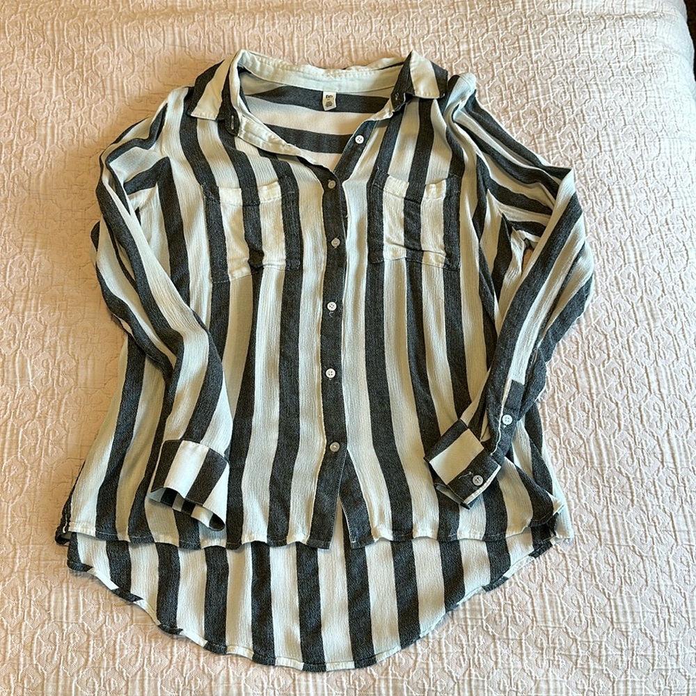 BP grey and white striped button up